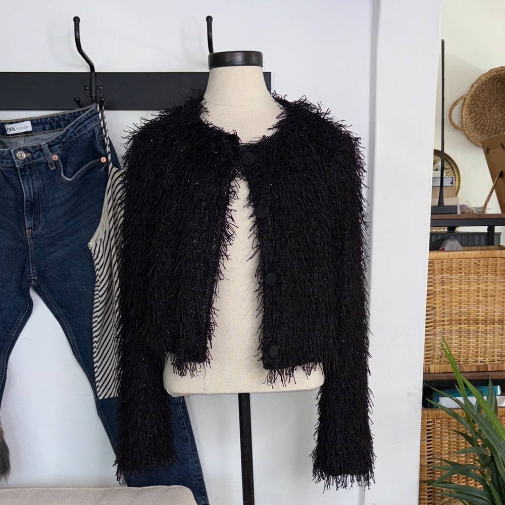 Mustard Seed Black fringed Blazer